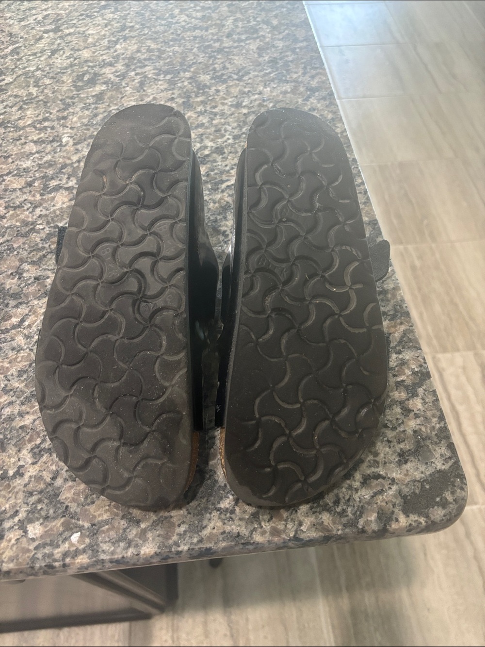 Birkenstock Black Arizona Sandals with Gold Buckles - Picture 6 of 6